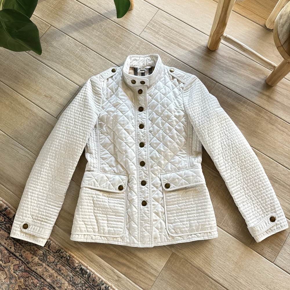 Women's Burberry Quilted White Jacket